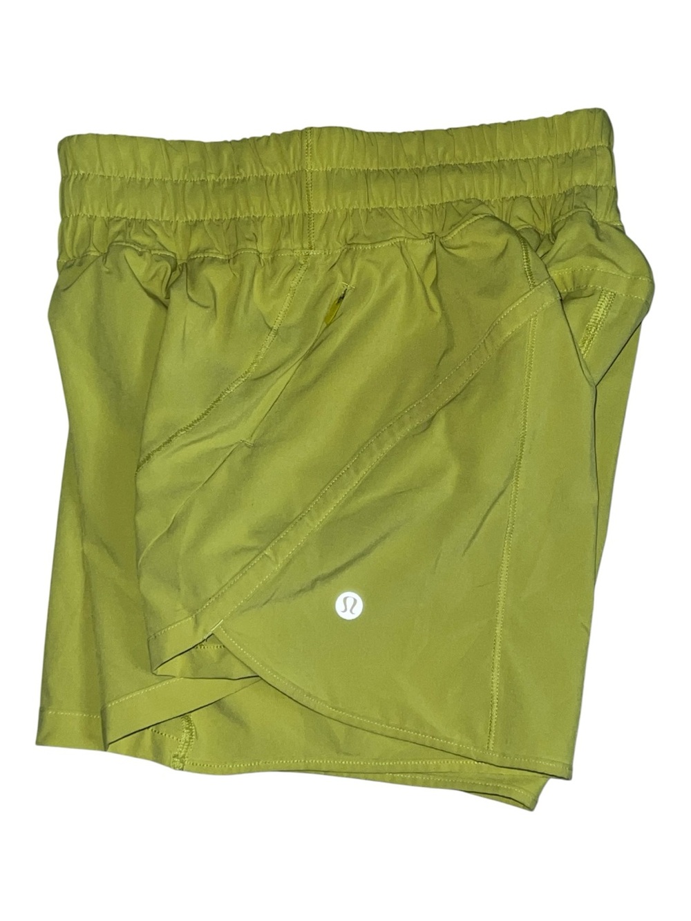 Lululemon Track That High Rise Lined Shorts 5” in a yellow green color size 4 - Picture 6 of 7